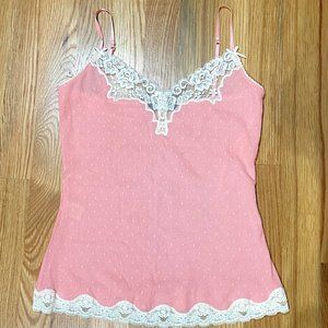 Express Pink Cami with White Lace Details
